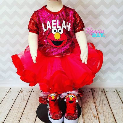 RIBBON TRIM TUTU & SEQUIN TEE SET