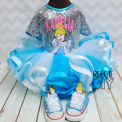 RIBBON TRIM TUTU & SEQUIN TEE SET