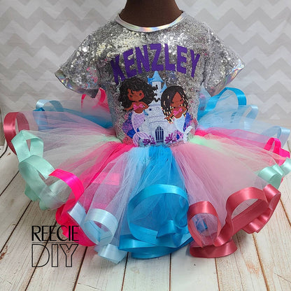 RIBBON TRIM TUTU & SEQUIN TEE SET