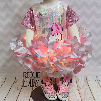 RIBBON TRIM TUTU & SEQUIN TEE SET
