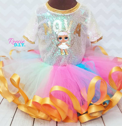 RIBBON TRIM TUTU & SEQUIN TEE SET