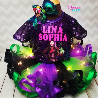 RIBBON TRIM TUTU & SEQUIN TEE SET