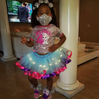 RIBBON TRIM TUTU & SEQUIN TEE SET