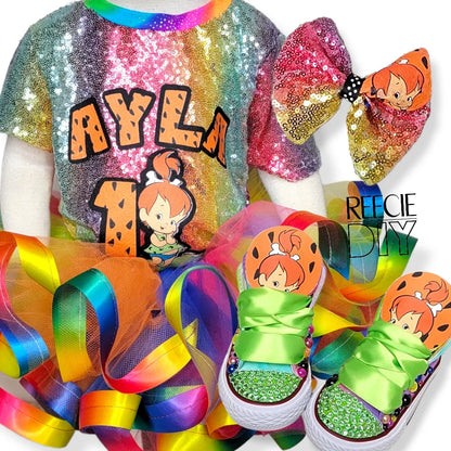 RIBBON TRIM TUTU & SEQUIN TEE SET
