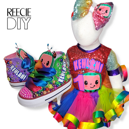 RIBBON TRIM TUTU & SEQUIN TEE SET
